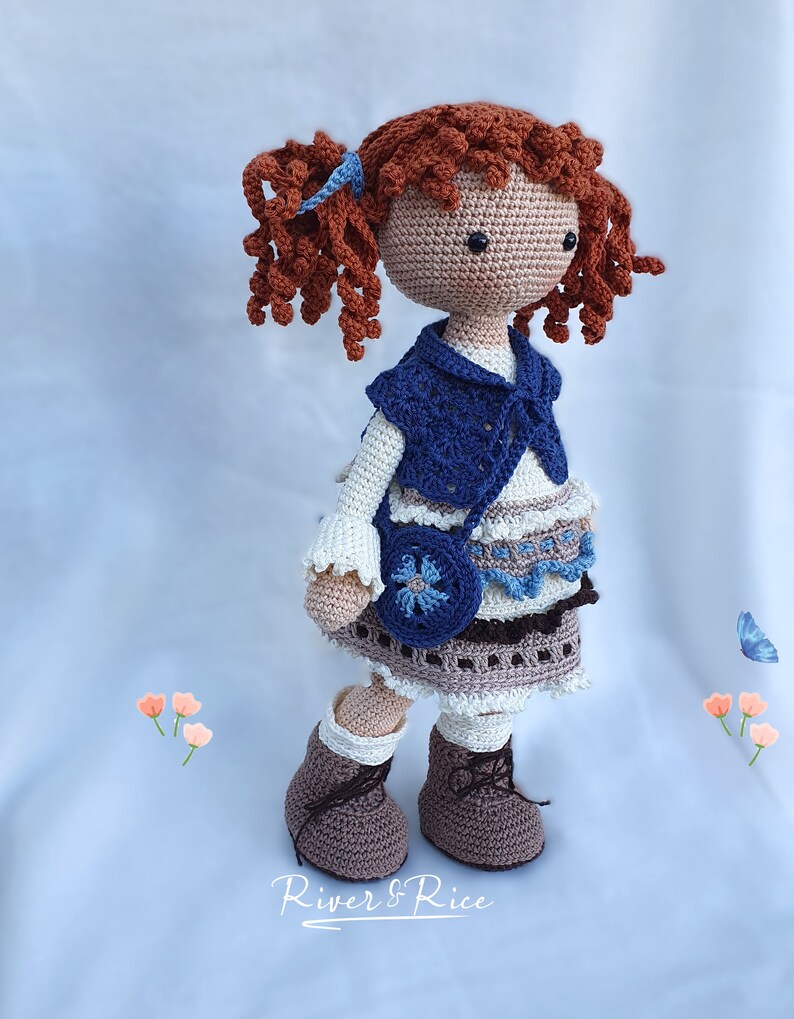 crochet pattern Gabriëlla, pattern includes doll, clothes and bag. This crochet pattern is available in ENGLISH using American terms zdjęcie 8