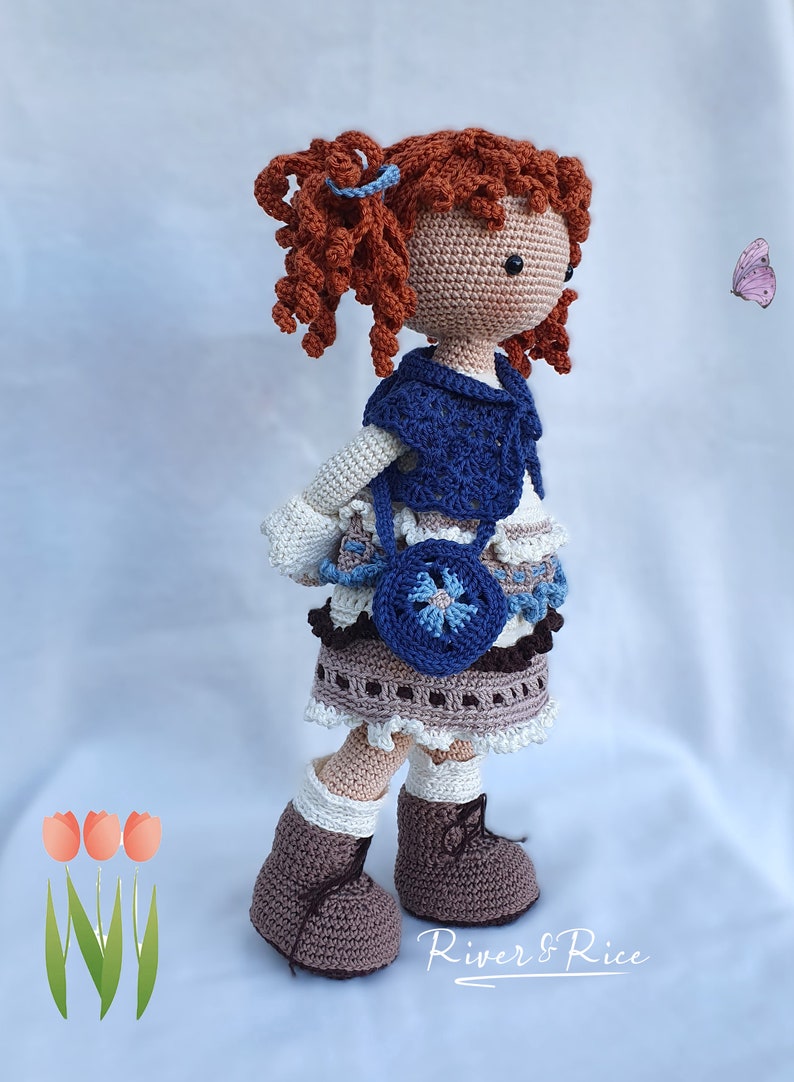 crochet pattern Gabriëlla, pattern includes doll, clothes and bag. This crochet pattern is available in ENGLISH using American terms zdjęcie 7