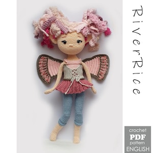 crochet pattern fairy Amee, pattern includes doll and clothes. This crochet pattern is available in ENGLISH  (using American terms)