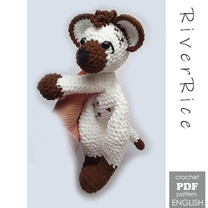 Snuggler, lovey. Jake hyena, easy low sew crochet pattern , cute amigurumi baby snuggler. Adorable Baby hyena. Lovey Crochet Pattern