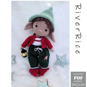 Elf Quinn, gnome pattern includes doll, clothes and lantern. This crochet pattern is available in ENGLISH  (using American terms)