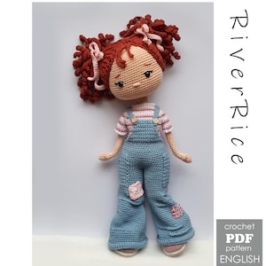 crochet pattern doll Emily, pattern includes doll and clothes. This crochet pattern is available in ENGLISH  (using American terms)