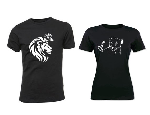 The Queen The King Lion T-shirts a Combinar para Casal