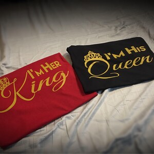 Couples King and Queen Shirts for Relationship / Engagement - Black, Red, and Gold Edition