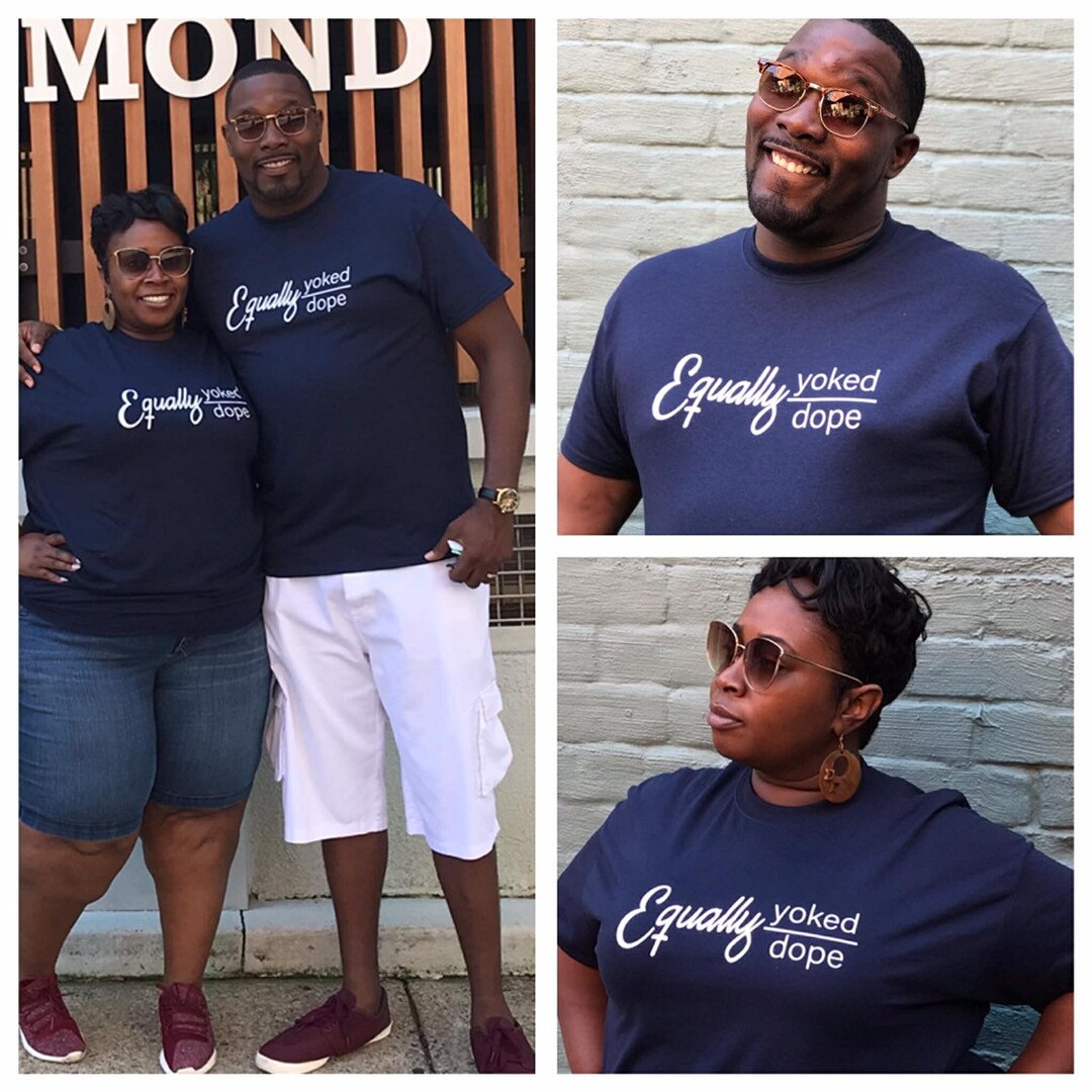 Equally Dope / Equally Yoked Christian Couple T Shirts Gold and Black