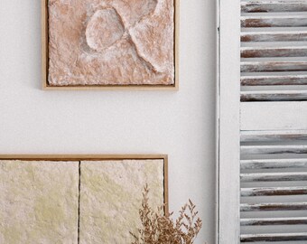 NODI · Pintura con textura nórdica, wabi sabi, rústica, primitiva, japandi, papel maché, escultura minimalista, hecha a mano, desgastada, neutra
