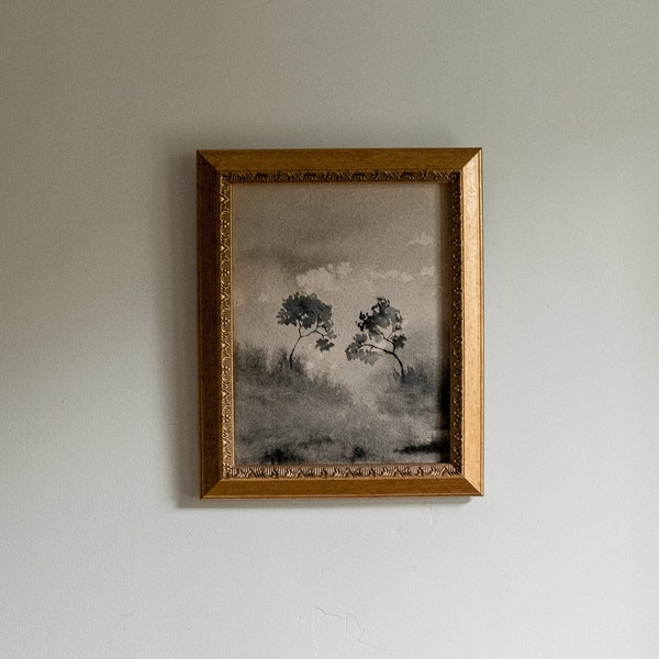 Dreamlike painting in a Thrifted Vintage Frame ~ Wabi sabi, Rustic, Antique, Vintage, French, English, Fine art, Neutral,Victorian,Weathered