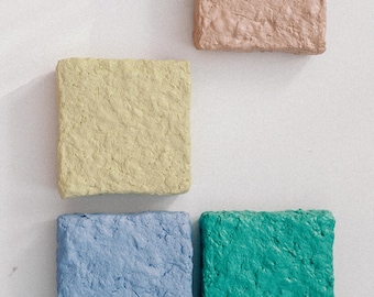 SORBETE · 4 pequeñas pinturas texturizadas, wabi sabi, nórdico, primitivo, japandi, papel maché, escultura minimalista, hecho a mano, retro, pastel