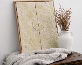 REMON · Pintura con textura nórdica, wabi sabi, rústica, primitiva, japandi, papel maché, escultura minimalista, hecha a mano, desgastada, neutra