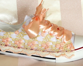 Hochzeitsschuhe Brautschuhe Sneaker Chucks Handmade blush, rose, creme