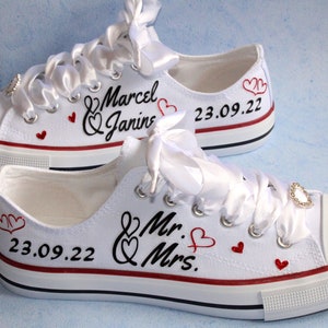 Sneaker wedding shoes bridal shoes customizable with date and name size. 36-44