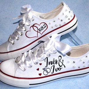 Sneaker wedding shoes bridal shoes with name and date size 36 to 44