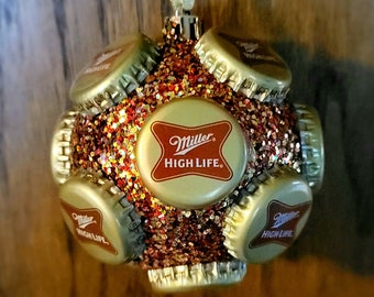 Miller High Life Beer Bottle Cap Christmas Ornament