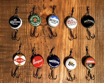 Upcycled Beer Bottle Cap Fishing Lures