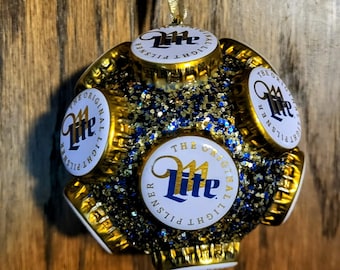 Miller Lite Beer Bottle Cap Christmas Ornament