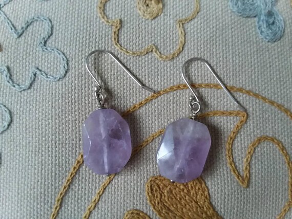 ROSE QUARTZ Sterling Silver Faceted Drop Dangle E… - image 3