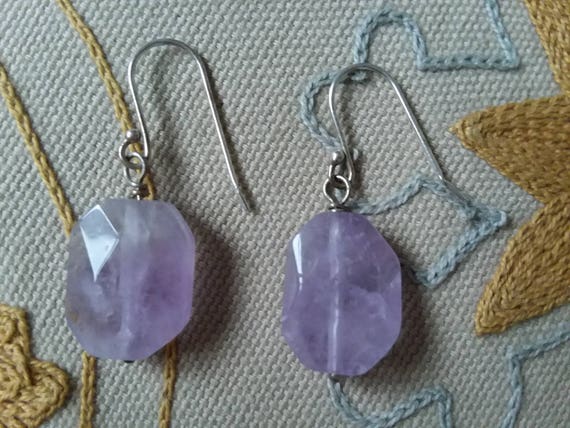 ROSE QUARTZ Sterling Silver Faceted Drop Dangle E… - image 5