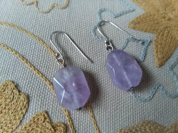 ROSE QUARTZ Sterling Silver Faceted Drop Dangle E… - image 6