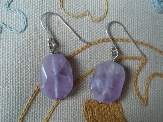 ROSE QUARTZ Sterling Silver Faceted Drop Dangle E… - image 2