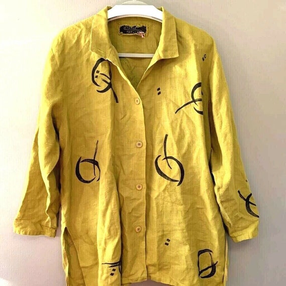 Farley Farley Womens Button Front Shirt Green Blac