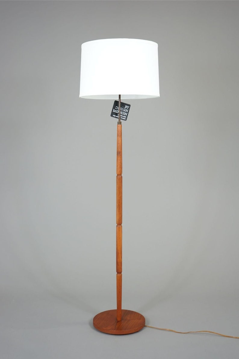Teak Floor Lamp With Fabric Shade 311 161 6