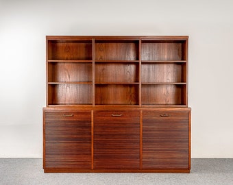 Teak Danish Tambour Door File Cabinet/Bookcase - (321-332)