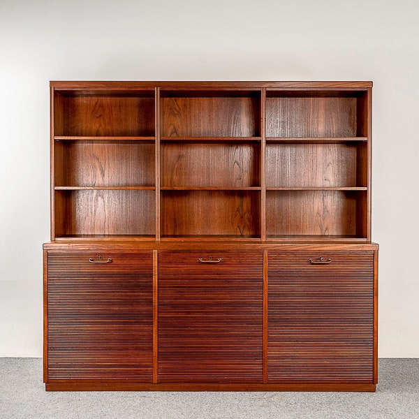 Teak Danish Tambour Door File Cabinet/Bookcase - (321-332)