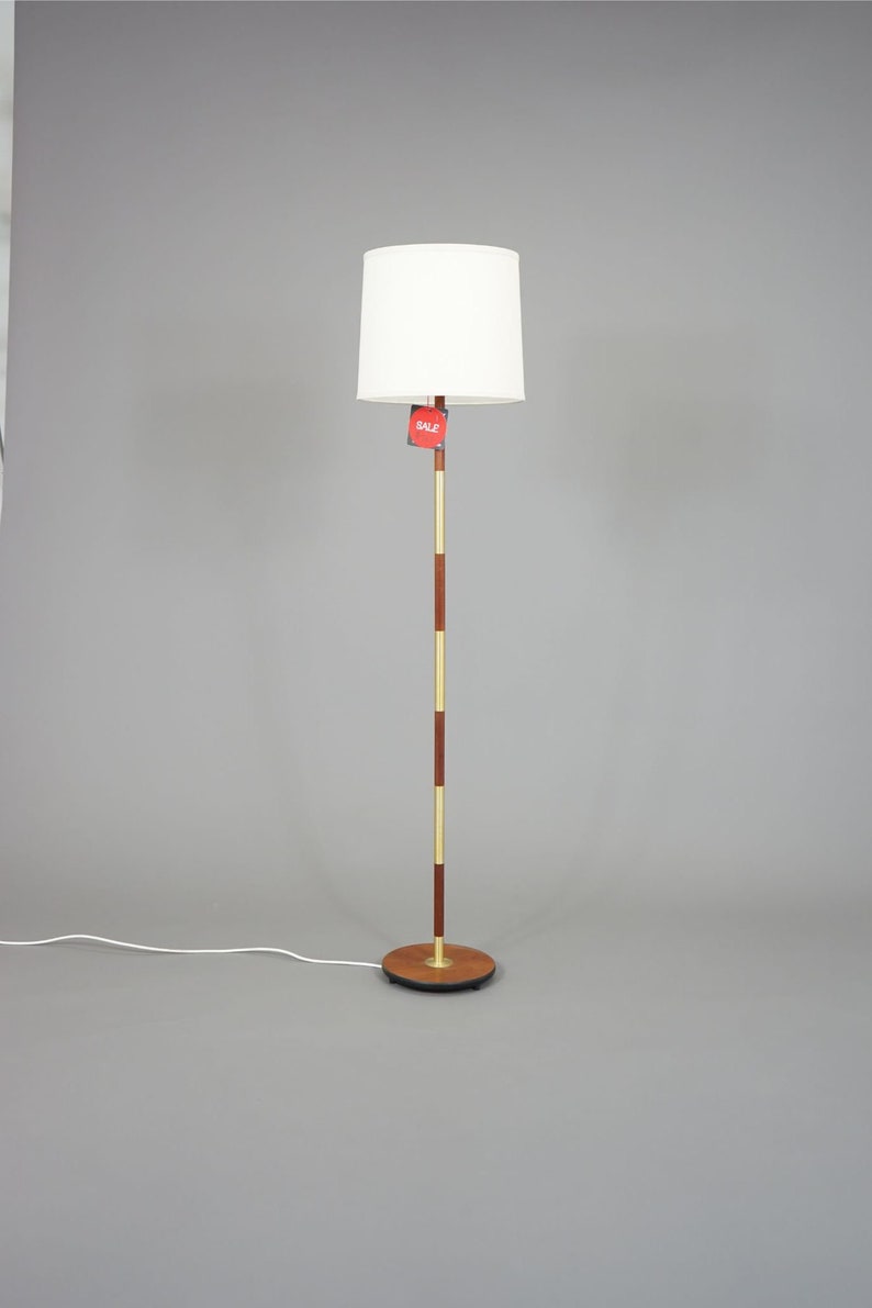 Teak Floor Lamp With Brass Detail 308 165 5