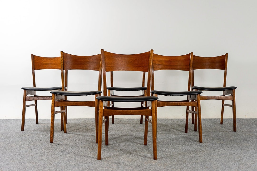 6 Danish Modern Teak & Oak Dining Chairs 323001 Etsy