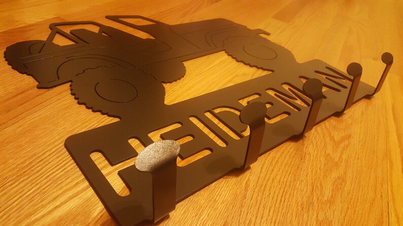 Custom metal Jeep coat rack family size