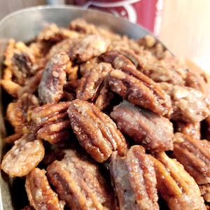 Praline Pecans Made w/ Dr Pepper- 8 oz Resealable Bag, Small Batch Made in Texas, Sweet Candied Nuts, Gourmet Gifts, Southern Treat