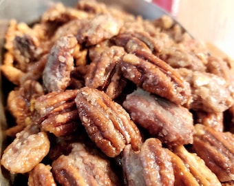 Praline Pecans Made w/ Dr Pepper- 8 oz Resealable Bag, Small Batch Made in Texas, Sweet Candied Nuts, Gourmet Gifts, Southern Treat