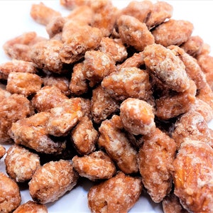 Maple Almonds- 8 oz Resealable Bags, Texas Made Praline Pecans, Fresh Roasted Gourmet Candied Nuts, Organic Maple Syrup, Small Batch Treat