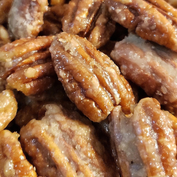 Praline Pecans Glazed w/ Dr Pepper--Half lb Candied Texas Pecans Roasted in Dr Pepper, Gluten Free &  Vegan Candy Nuts, Father's Day Gifts