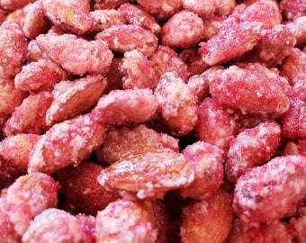 Strawberry Almonds--Half lb. Resealable Bag of Candied Almonds, Gluten Free & Vegan Nuts, Valentine's Day Gifts, Easter Candy, MADE IN TEXAS