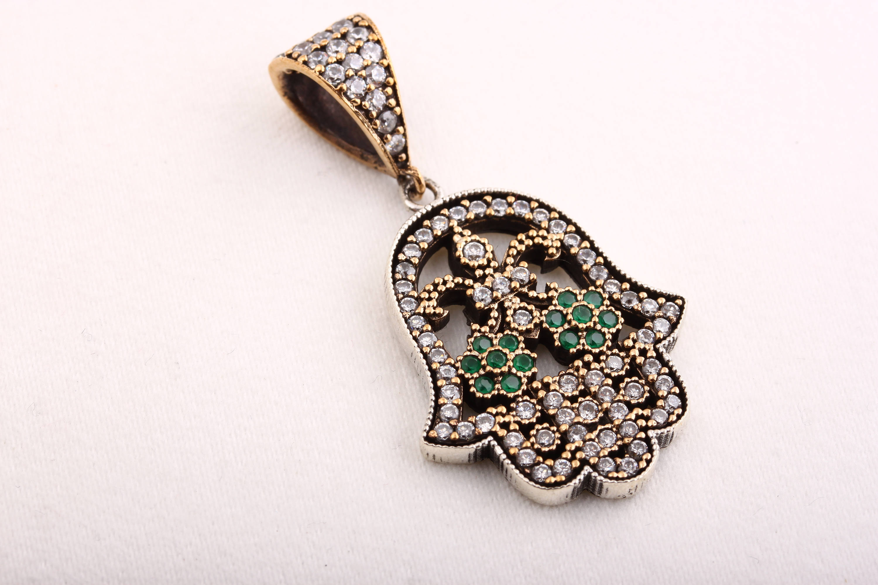 Authentic Hamsa Turkish Handmade Jewelry / Emerald Topaz / Etsy
