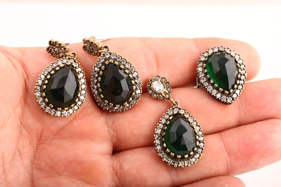 Turkish Handmade Jewelry Sterling Silver 925 Emerald Ring Ladies 6 7 8 9