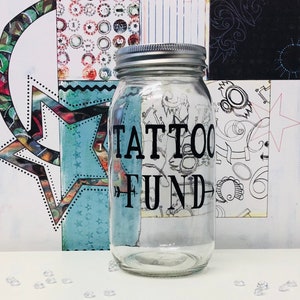 Tattoo Fund Vintage Savings Jar with aluminium coin slot lid