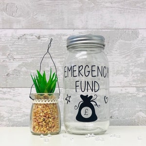 Emergency Fund Vintage Savings Jar with aluminium coin slot lid