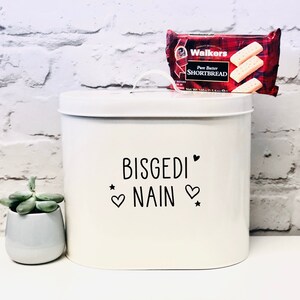 Personalised Food / Treat / Biscuit Storage Tin Gift Grey White Black Cream Gift image 8