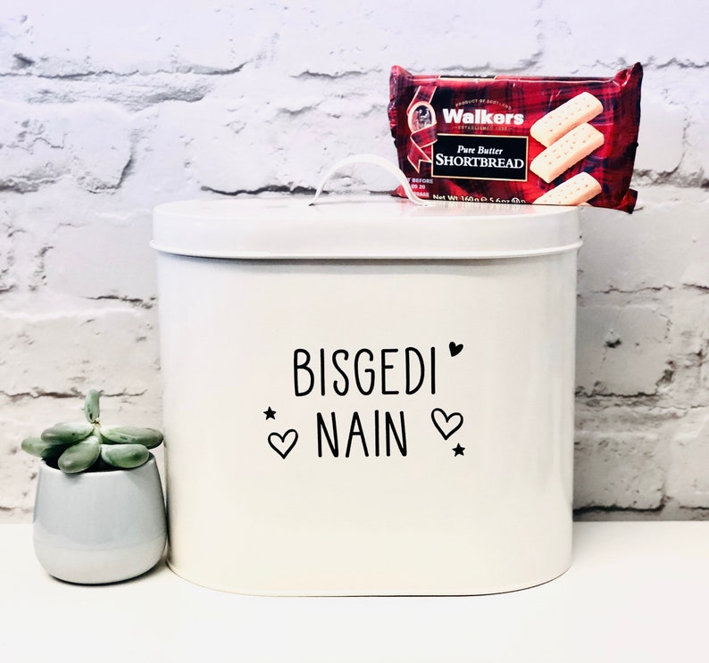 Personalised Food / Treat / Biscuit Storage Tin Gift Grey White Black Cream Gift image 8