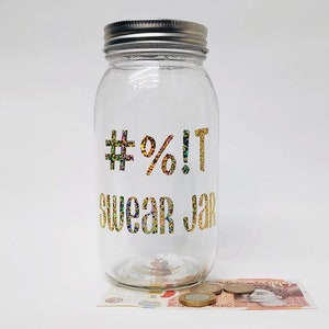 Swear Jar Vintage Savings Jar with aluminium coin slot lid