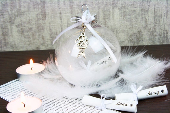 Pet Remembrance Bauble with Personalised Scroll / Remembrance Keepsake