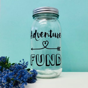 Adventure Fund Vintage Savings Jar with aluminium coin slot lid