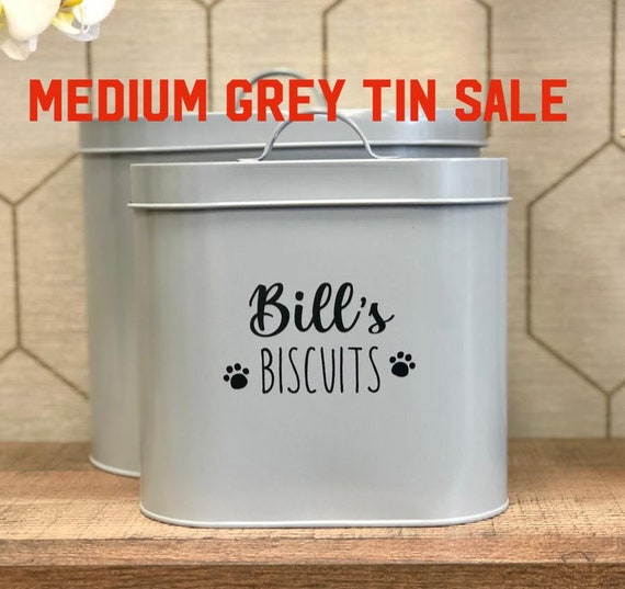 Sale Personalised Kitchen Pet Food or Treat Storage Tin Grey Etsy UK