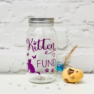 Kitten Fund Vintage Savings Jar with aluminium coin slot lid