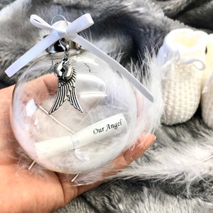 Baby Loss Gift, Miscarriage, Angel Baby, Remembrance Memorial Globe Bauble Ornament