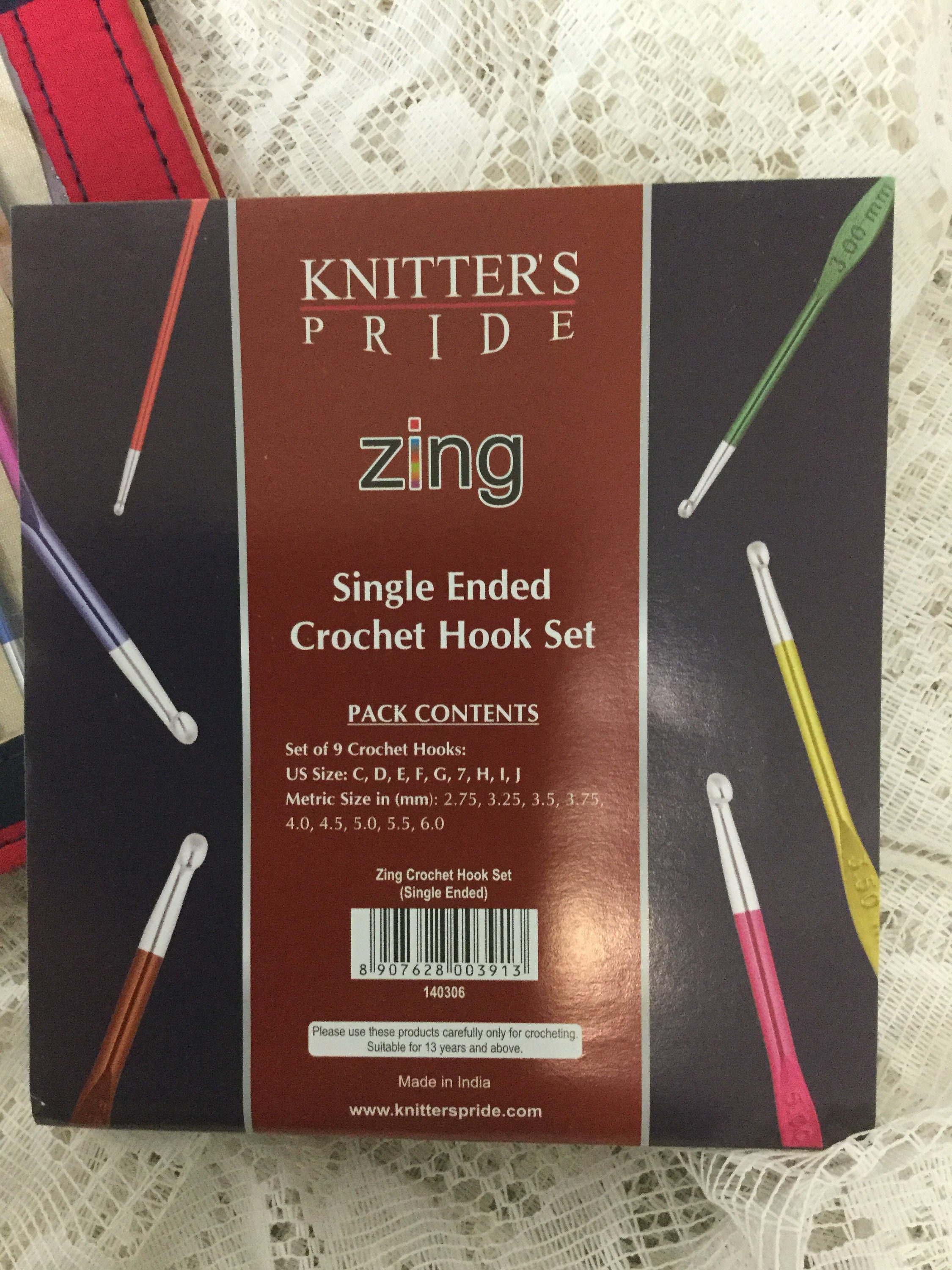 Knitters Pride - Zing - 6 Single Ended Crochet Hook Set