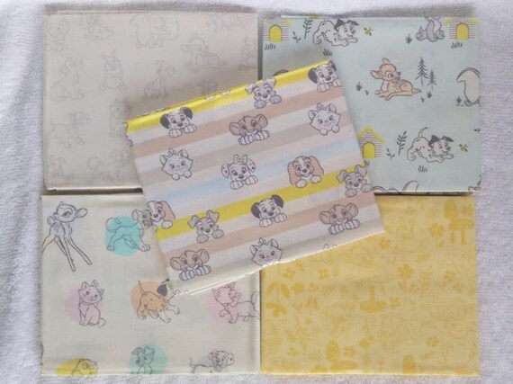 Disney Babies Cotton Fabric Fat Quarters Dumbo Bambi Lady