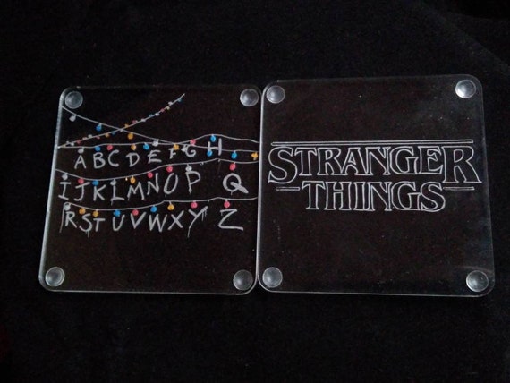 Stranger Things coasters, pair of beer mats, Christmas gift, boyfriend gift, drinks mat, Stranger Things fan gift, Eleven, Christmas lights Stranger Things coasters, pair of beer mats, Christmas gift, boyfriend gift, drinks mat, Stranger Things fan gift, Eleven, Christmas lights